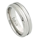 7mm Crisscross Patterned Cobalt White Wedding Ring